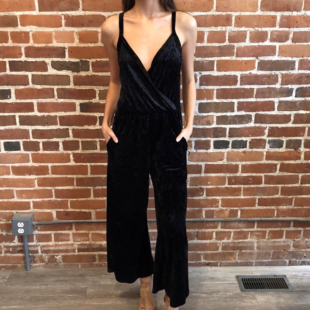 NWT black velvet jumpsuit